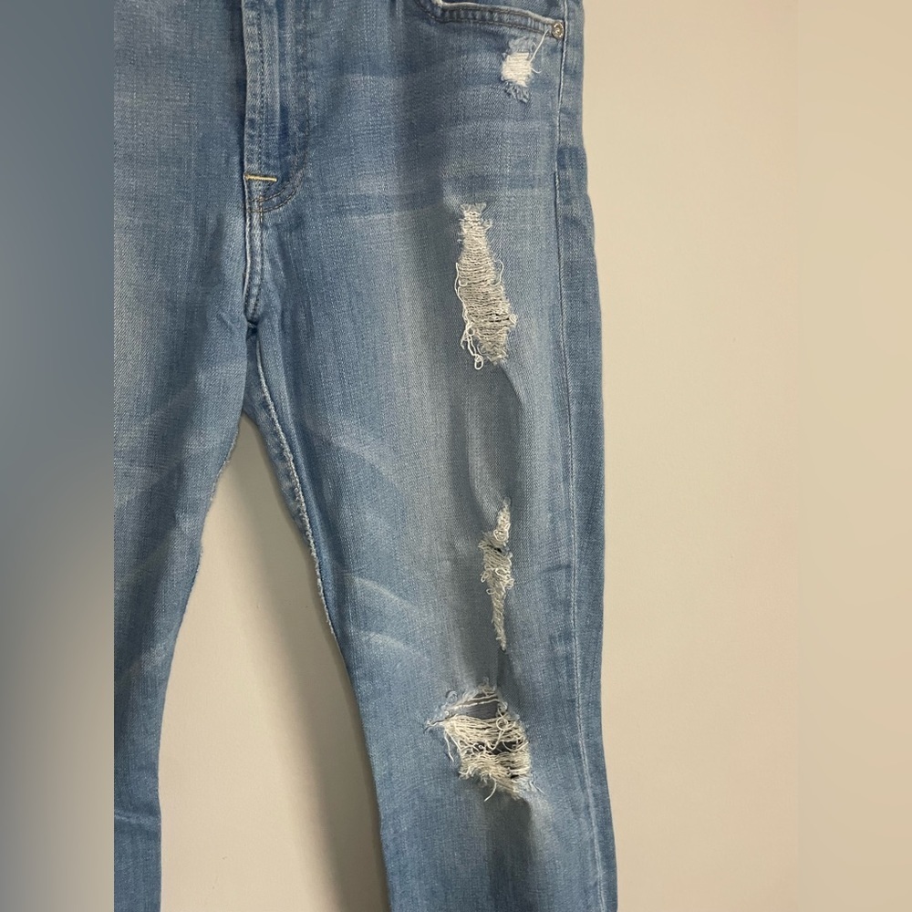 7 For All Mankind Step Hem Distressed Ankle Skinny in Melbourne Sky - Picture 8 of 11